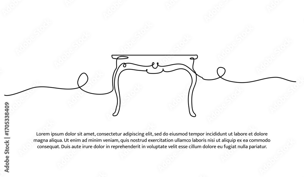 Poster one line of table. abstract minimal continuous line.