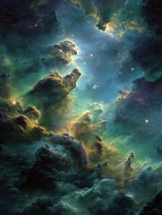Fototapeta premium Majestic Nebula Pillars: Cosmic Clouds and Stardust in Deep Space