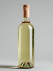 This high-resolution mockup features a sleek, modern wine bottle design with a light-colored liquid inside. Ideal for showcasing product branding and marketing aesthetics