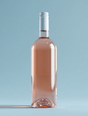 A clear rose wine bottle is presented, showcasing its elegant shape and delicate color. The mockup features a simple colored background, enhancing the product's appeal