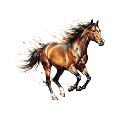 Obraz premium Vibrant watercolor horse illustration dynamic gallop vector art scalable eps vector