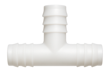 Plastic pipe tee with barbed ends