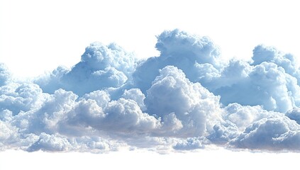 Fototapeta premium Fluffy, light blue cumulus clouds against a stark white background