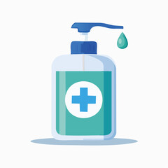 Obraz premium Teal Hand Sanitizer Bottle with Dispensing Top.