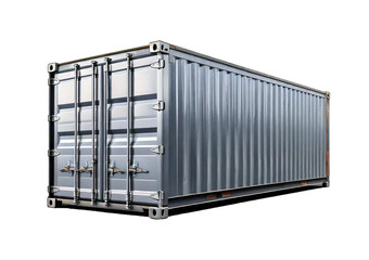 military Silver cargo container isolated on transparent or white background