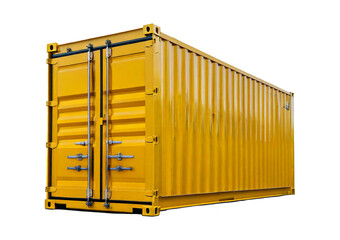 Military Yellow cargo container. isolated on transparent or white background