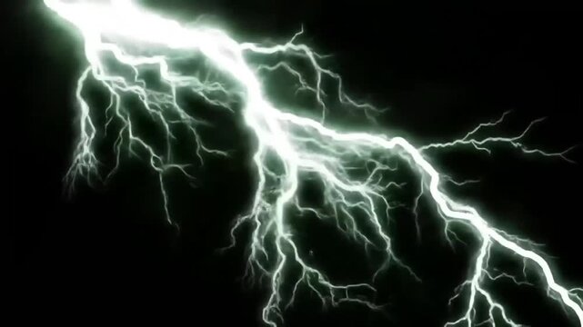 Electrifying Bolt: A striking, photorealistic capture of a powerful lightning bolt illuminating the dark sky. The image encapsulates the awe-inspiring force of nature.