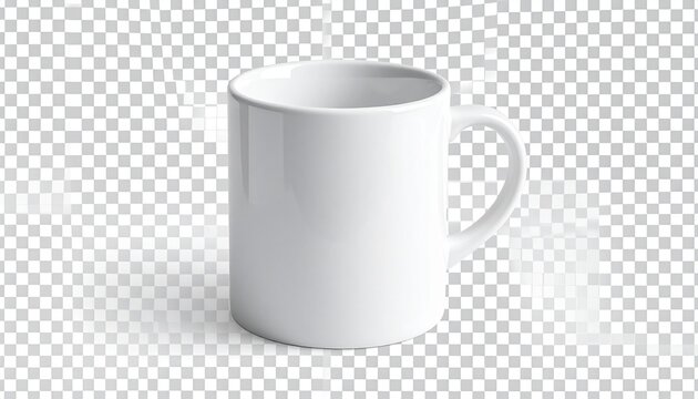 Blank White Ceramic Mug Isolated on Transparent Background