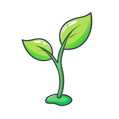 Cute Cartoon Green Plant Sprout Seedling for Growth and Environment Vector