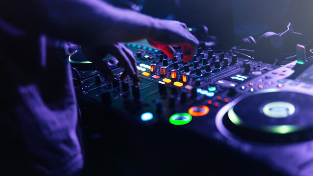 Dj hands on console music board