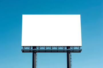Obraz premium Blank billboard against a clear blue sky