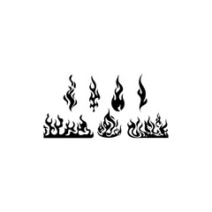 Silhouette Fire flames. Old school tattoo neo-tribal style or silhouette flame for cars. set vector icons. 