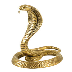 Fototapeta premium Gold Snake Statue isolated on transparent background 