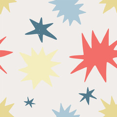 Obraz premium Hand Drawn Stars Repeatable Pattern Modern Vintage Vector Endless Design