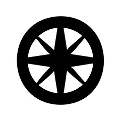 Obraz premium Elegant black circle with symmetrical starburst design on a white background