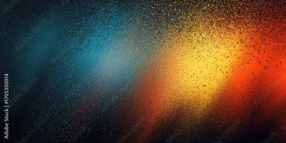 Poster soft warm multicolor particle bokeh on black