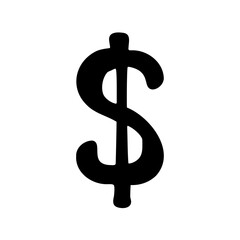 Obraz premium Black and white dollar symbol standing alone against a clean background
