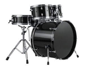 Black drum set on white