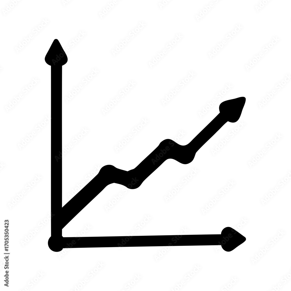 Poster visual representation of a fluctuating increase trend over time, using a graph