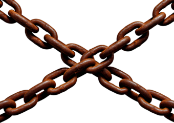 Rusty chain isolated on transparent or white background