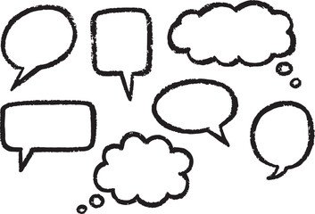 crayon speech bubble vector set – hand drawn doodle chat balloon shapes.eps