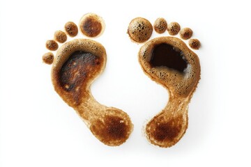 Coffee delivery unique footprint art made with coffee grounds for a creative touch. Mockup for design