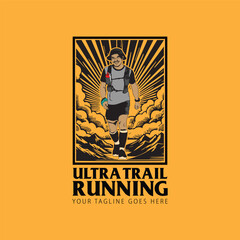 Ultra Trail running logo vector,image  illustration on white background