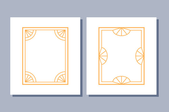 Golden abstract frame collection. Modern ardeco templates for premium wedding decor or foil-stamped labels.