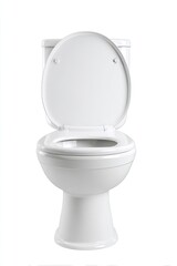 White toilet with open lid, isolated on white background (1)