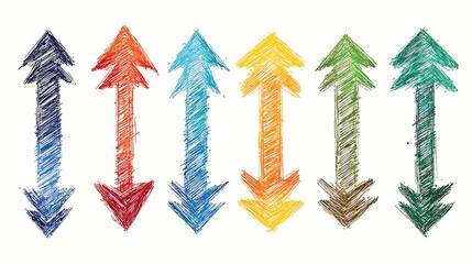 Vibrant Arrow Graphics Colorful Upward  Downward Directional Indicators