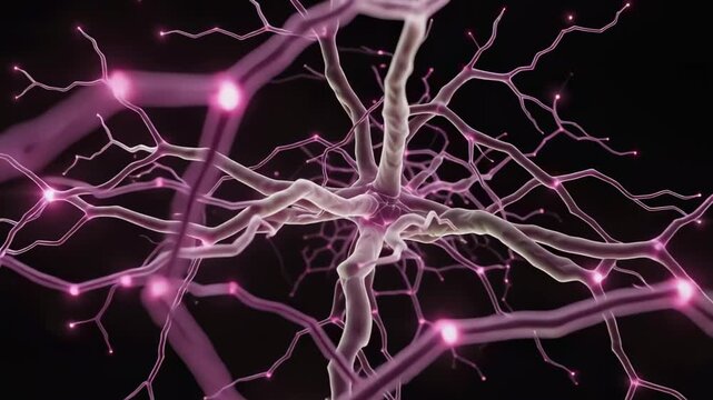 Neuron cell structure animation: exploring brain cells, synapse, and neural network function and biology