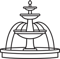 Modern Water Fountain Silhouette Black Vector Illustration for Architectural Decor