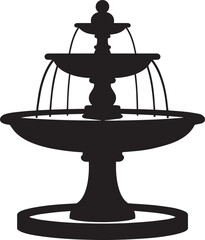 Modern Water Fountain Silhouette Black Vector Illustration for Architectural Decor
