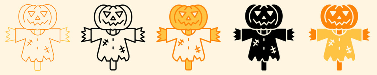 Scarecrow Icon Set Multiple Style Collection