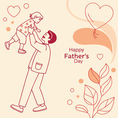 Vector art of a delightful fathers day illustration showcasing a father joyfully lifting his child in the air, surrounded by heartwarming elements perfect for expressing love and appreciation