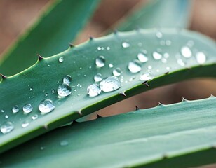 Close-up of agave leaves with water droplets