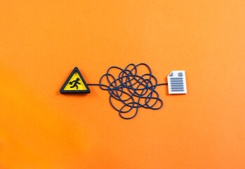 Bureaucratic difficulties in obtaining a document or extract. Symbol of administrative barriers,...