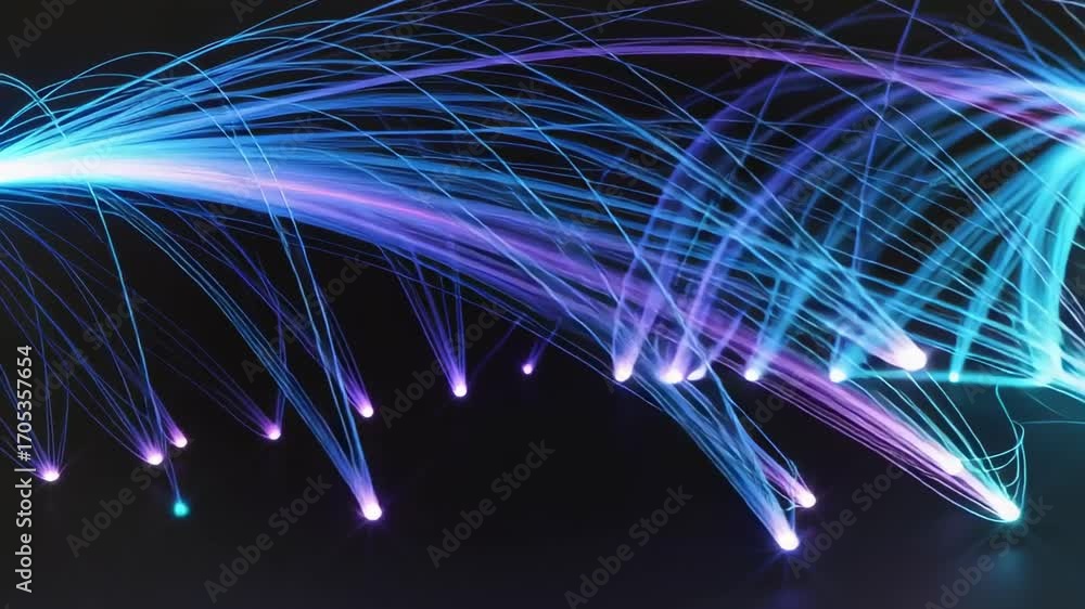 Poster fiber optic cable light technology internet connection network data communication lines 100 characte