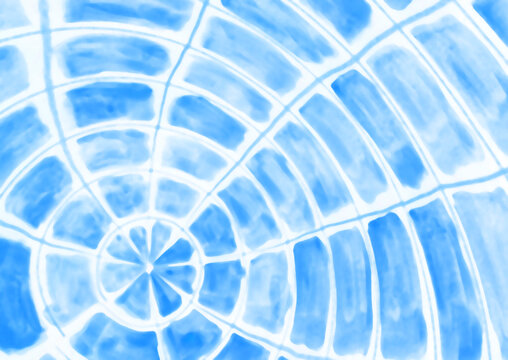 Abstract blue watercolor radiating circle tile pattern background