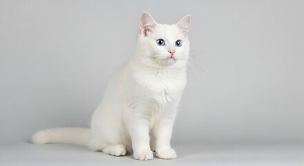 Studio Portrait Capturing White Cat Soft Gentle Expression