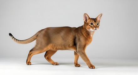 Studio Portrait Featuring Abyssinian Cat Posing Elegantly on Pedestal