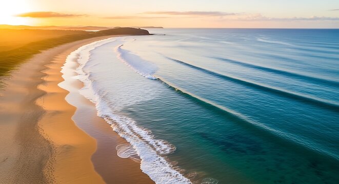 Top Down Aerial View Of White Sand Beach Shore - Powered by Adobe