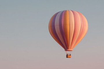Naklejka premium Colorful hot air balloon floats gently in the clear sky.