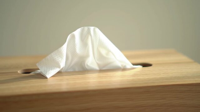 Tissue emerges softly from wooden box