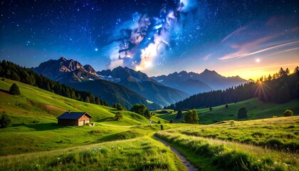 Mountain valley at sunrise