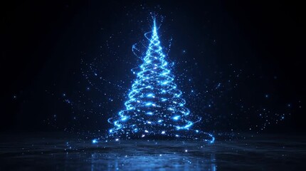 Glowing blue christmas tree - Powered by Adobe