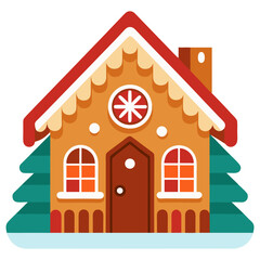 gingerbread house with christmas tree