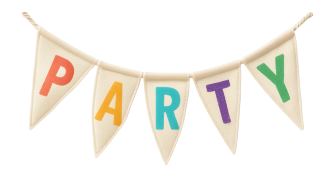 Decorative fabric bunting with printed letters