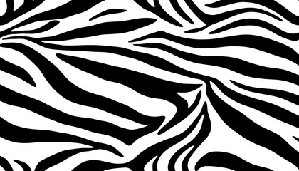 Seamless vector pattern of black and white zebra stripes on a white background,  abstract,  repeat