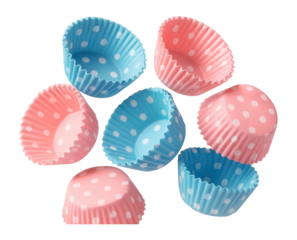Blue and pink polka dot cupcake liners